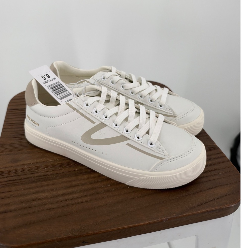Tretorn Serve Womens White Grey Low Top Lace Up Sneakers 6.5 NWT